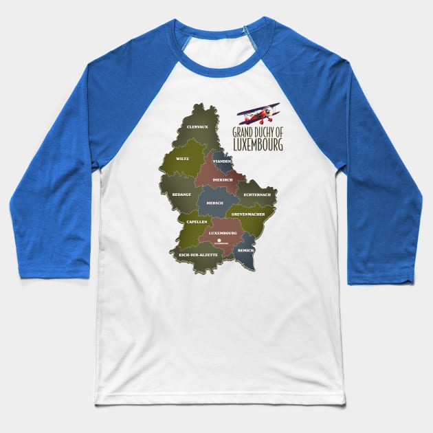 grand duchy of luxembourg map Baseball T-Shirt by nickemporium1